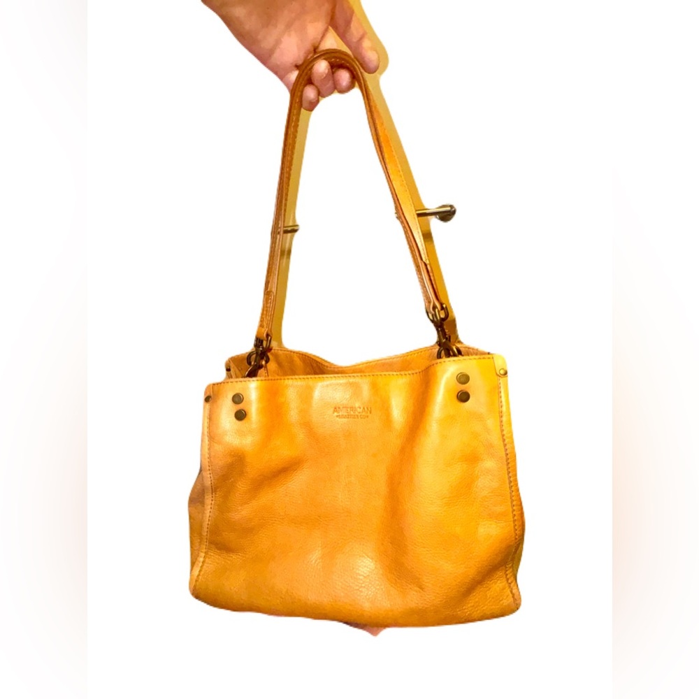 American Leather Co. chestnut leather shoulder handbag